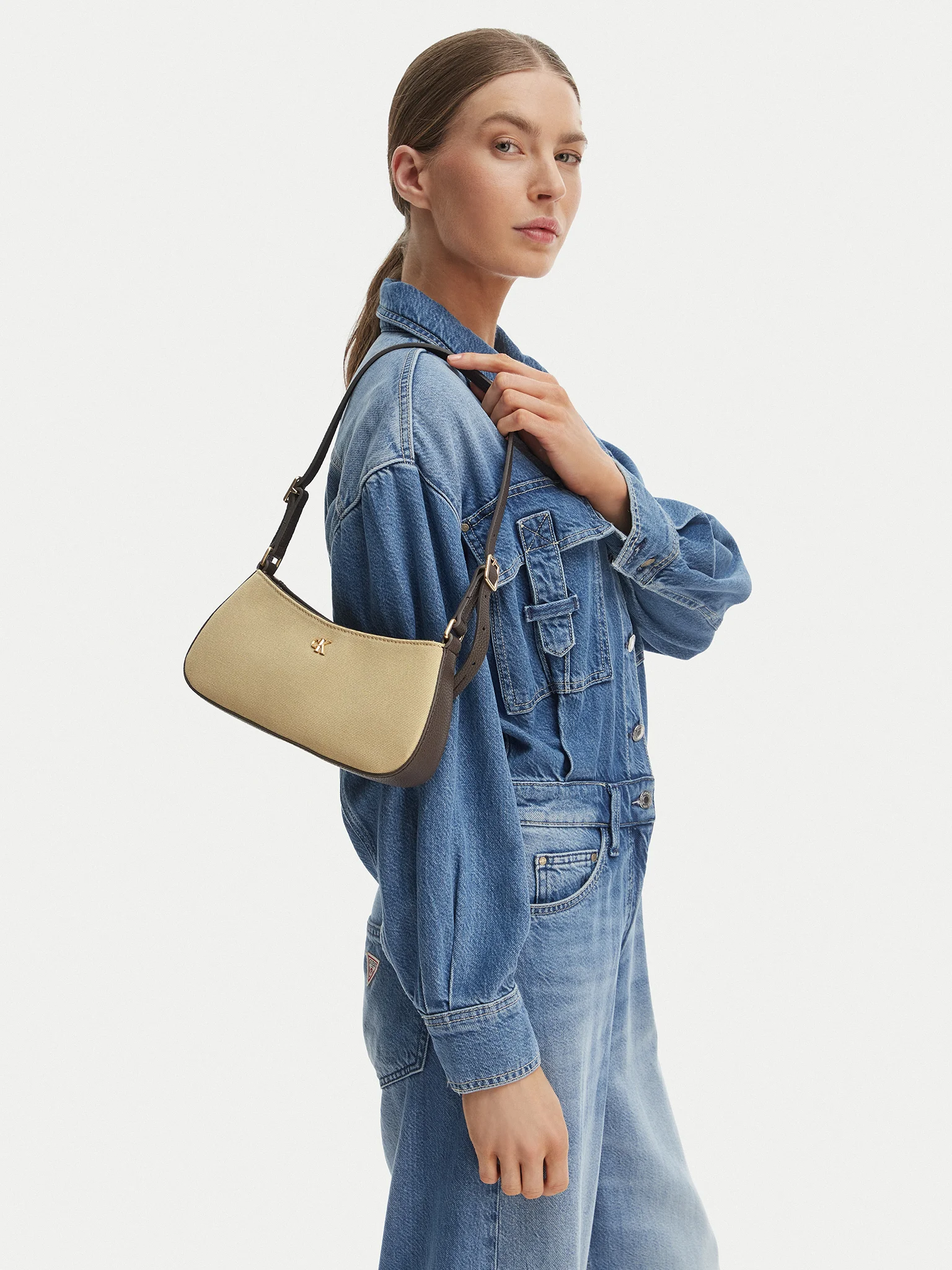 CK CANVAS SMALL SHOULDER BAG