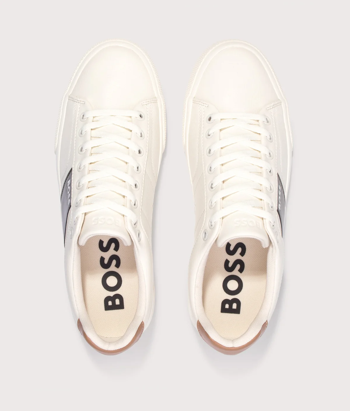 FAUX-LEATHER TRAINERS WITH PLAIN AND GRAINED TEXTURES