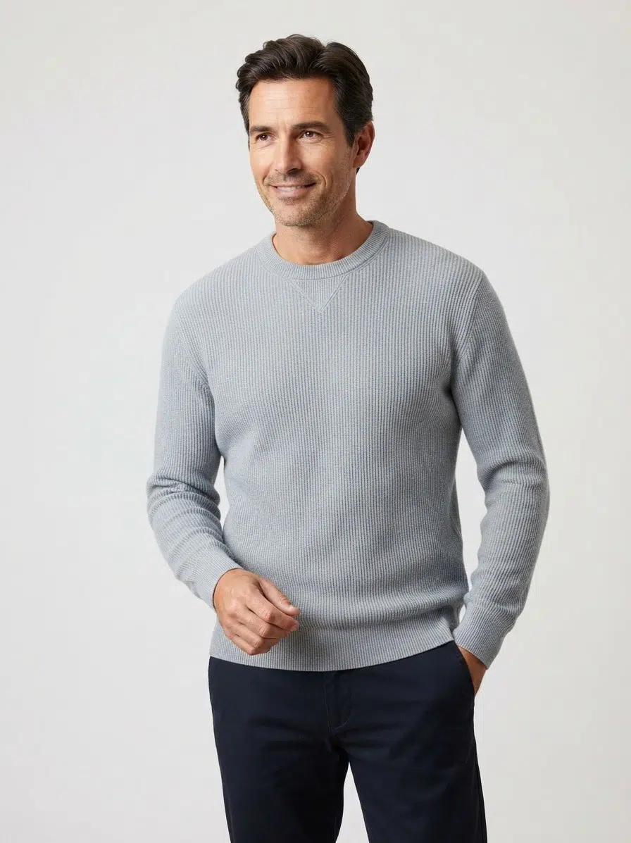 COTTON-BLEND SWEATER WITH RIBBED KNIT