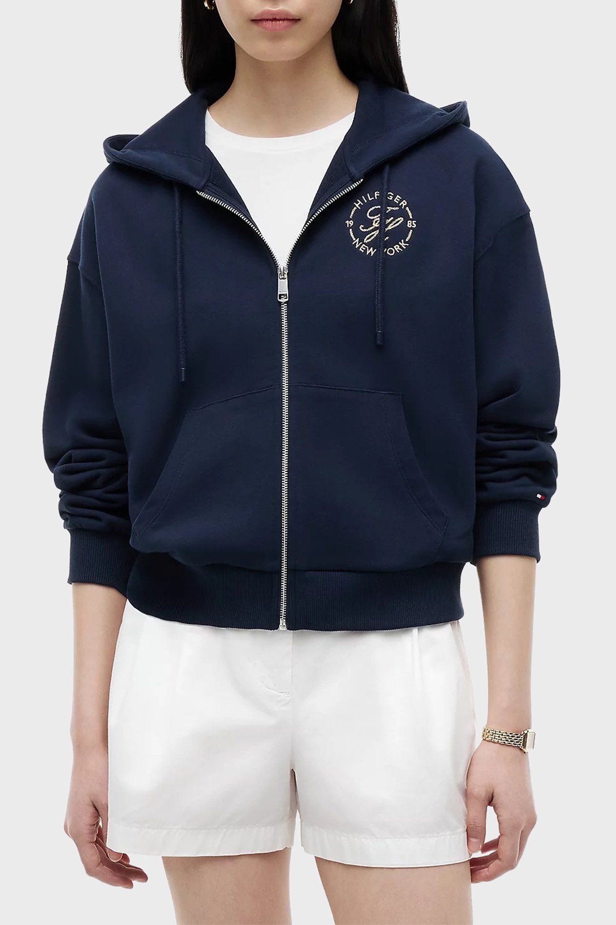 ROUNDEL LOGO ZIP-UP HOODIE