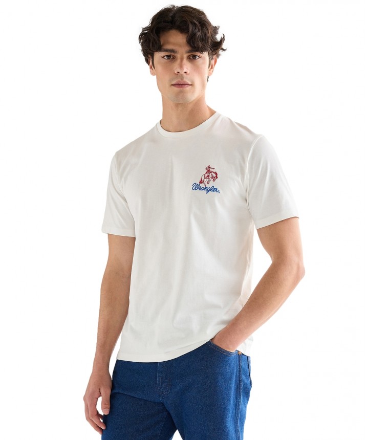 EMBROIDERY TEE WORN WHITE