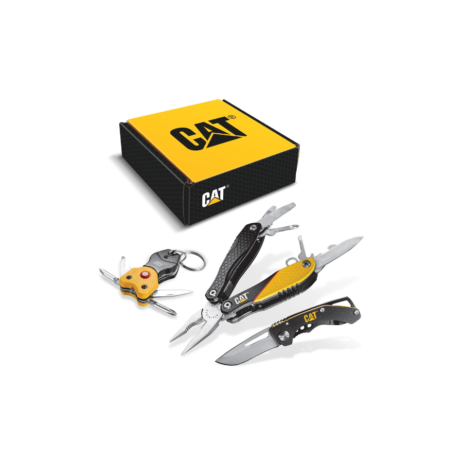Cat-3 Piece Multi Tool, Pocket Knife And Keychain Gift Set Box