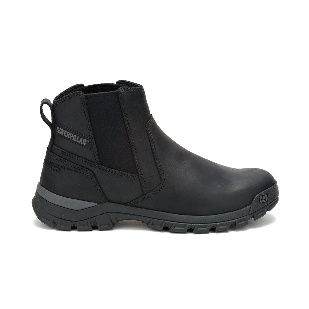 CAT-Threshold Chelsea Black Leather Shoes For Mens