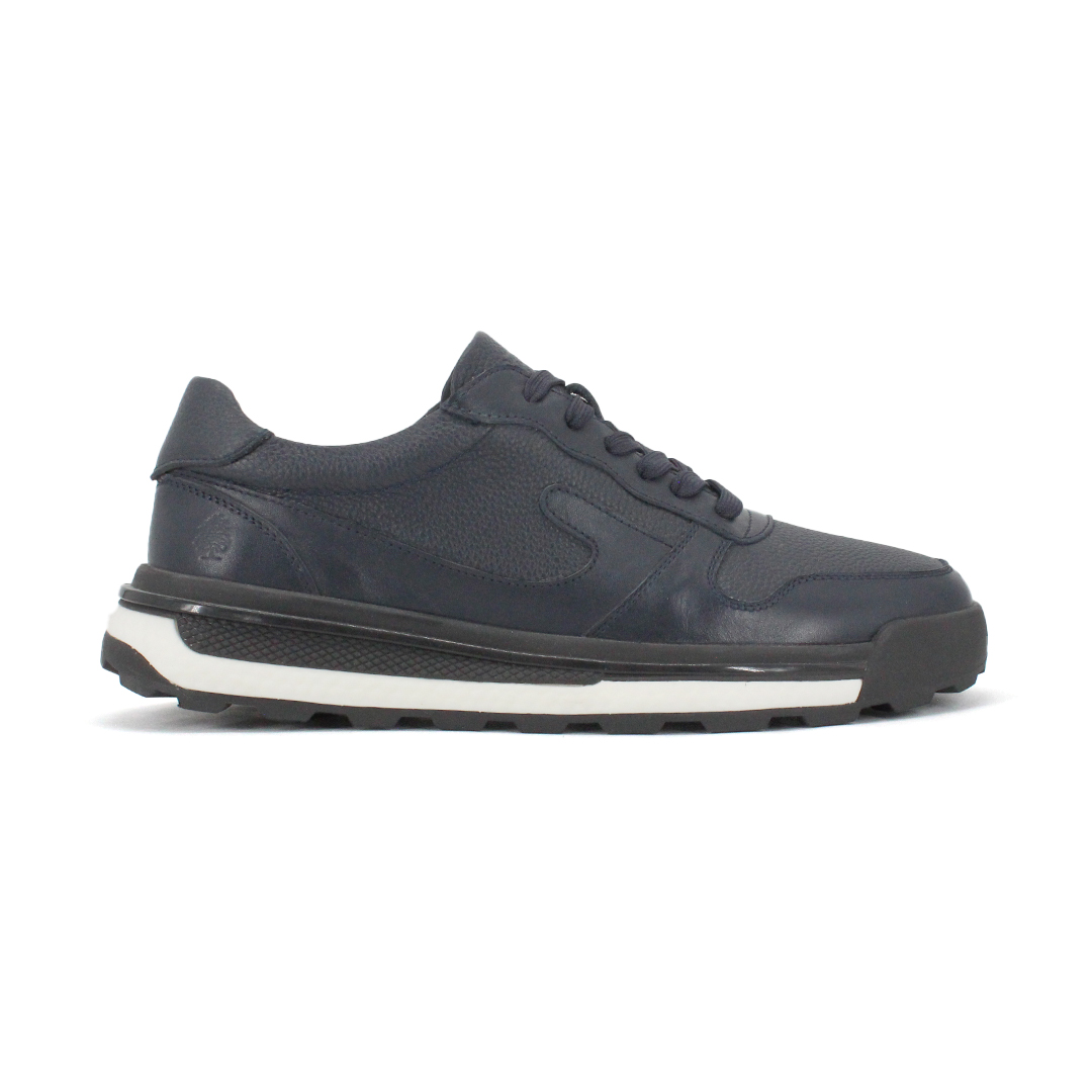 CEDRO-Classic Navy Textured Lace-Up Sneaker