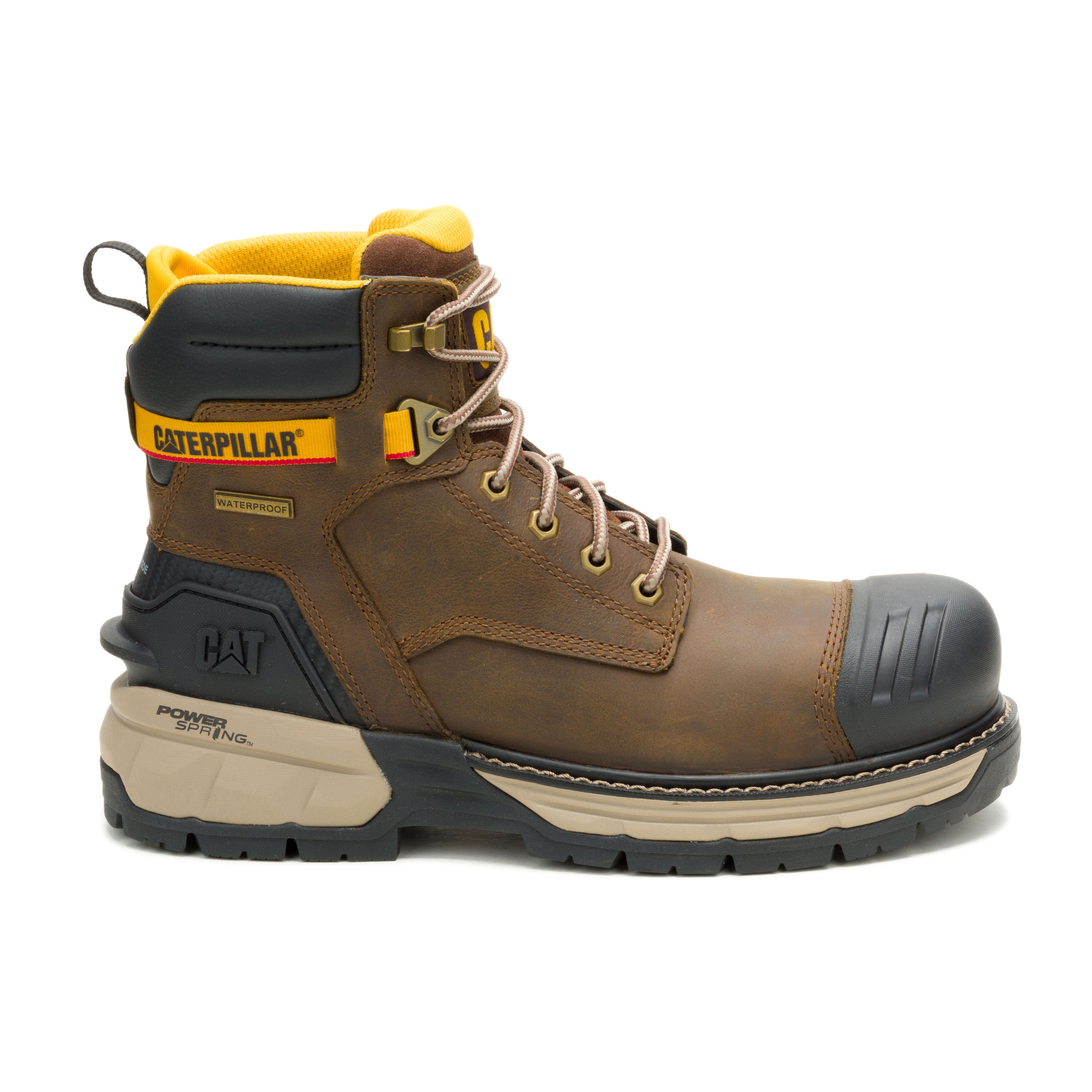 CAT EXCAVATOR POWERSPRING 6" WP CT Pyramid Men’s Safety Shoe – Full Grain Leather, Composite Toe, Slip‑Resistant,Electrical Hazard