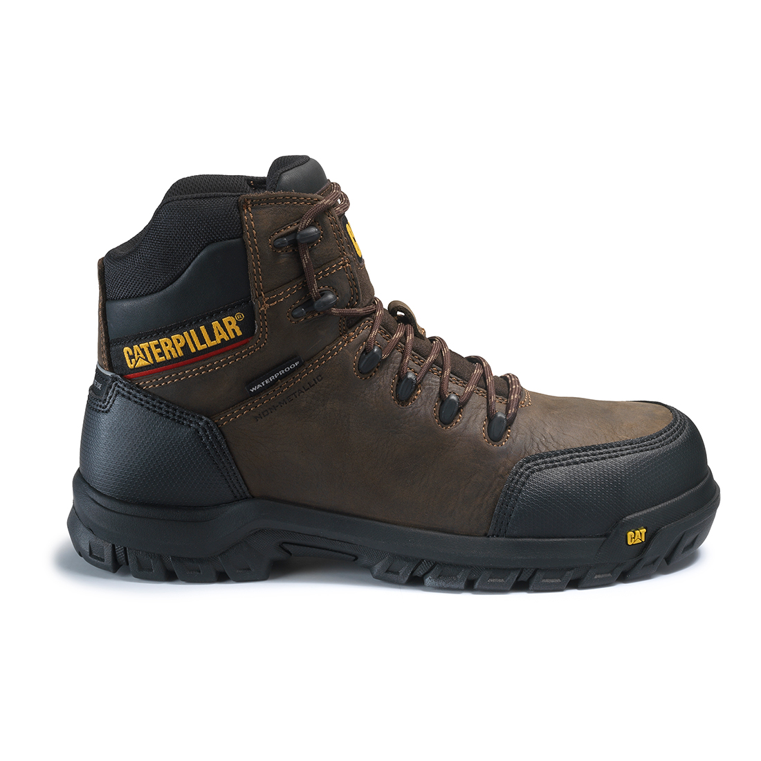 CAT-Resorption Composite Toe WaterProof Leather Electric Hazard Brown Safety Boots for Mens