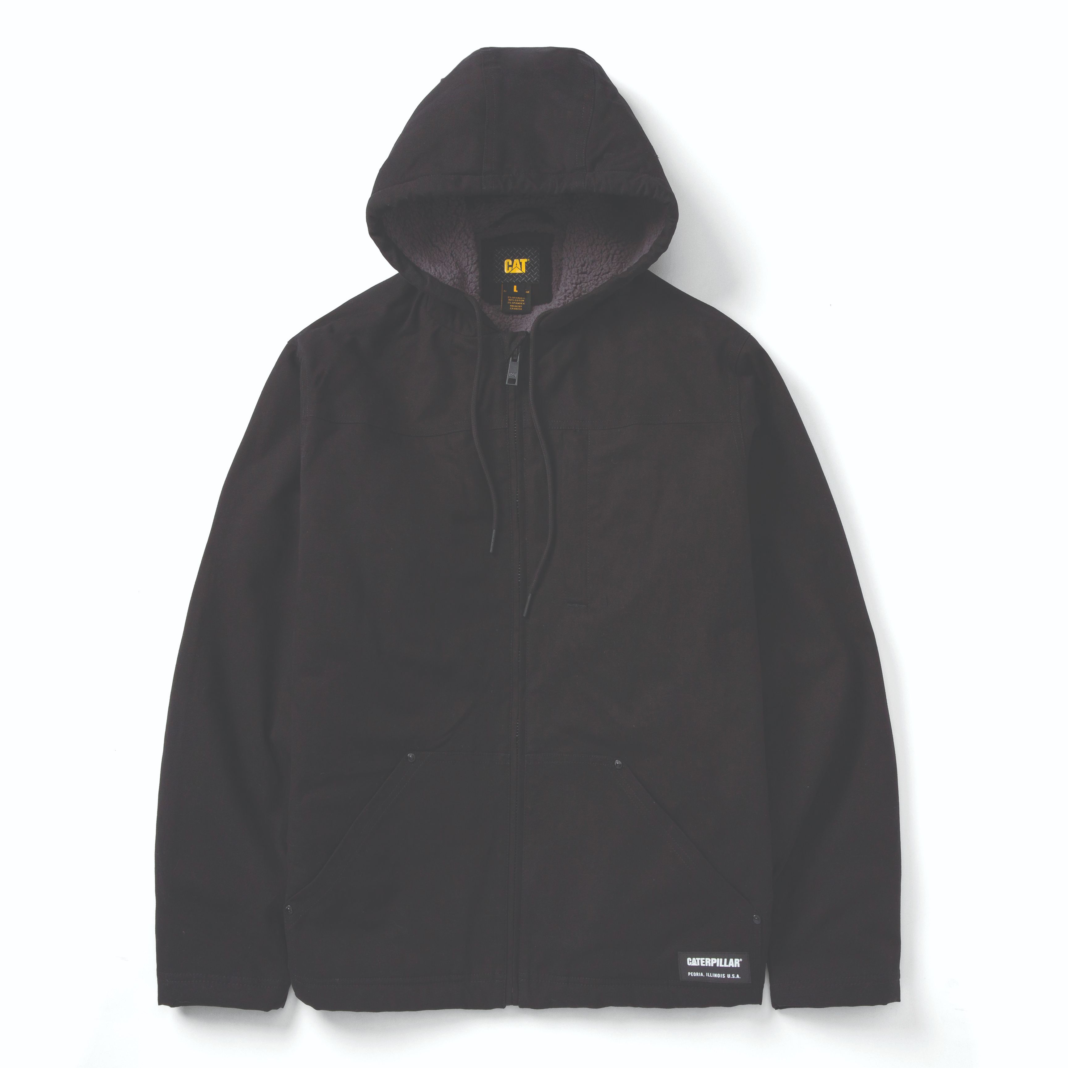 Cat-Hooded Sherpa Lined Jacket Black For Men
