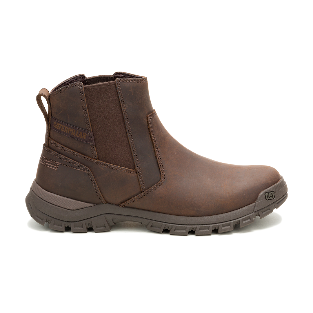 CAT-Threshold Chelsea Dk Brown Leather Shoes For Mens