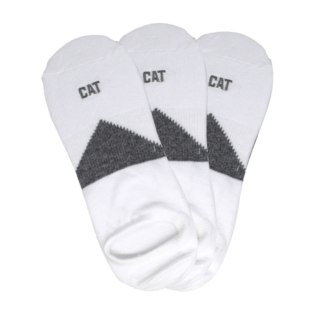 Cat-3Pairs Foundation No Show Socks White For Men