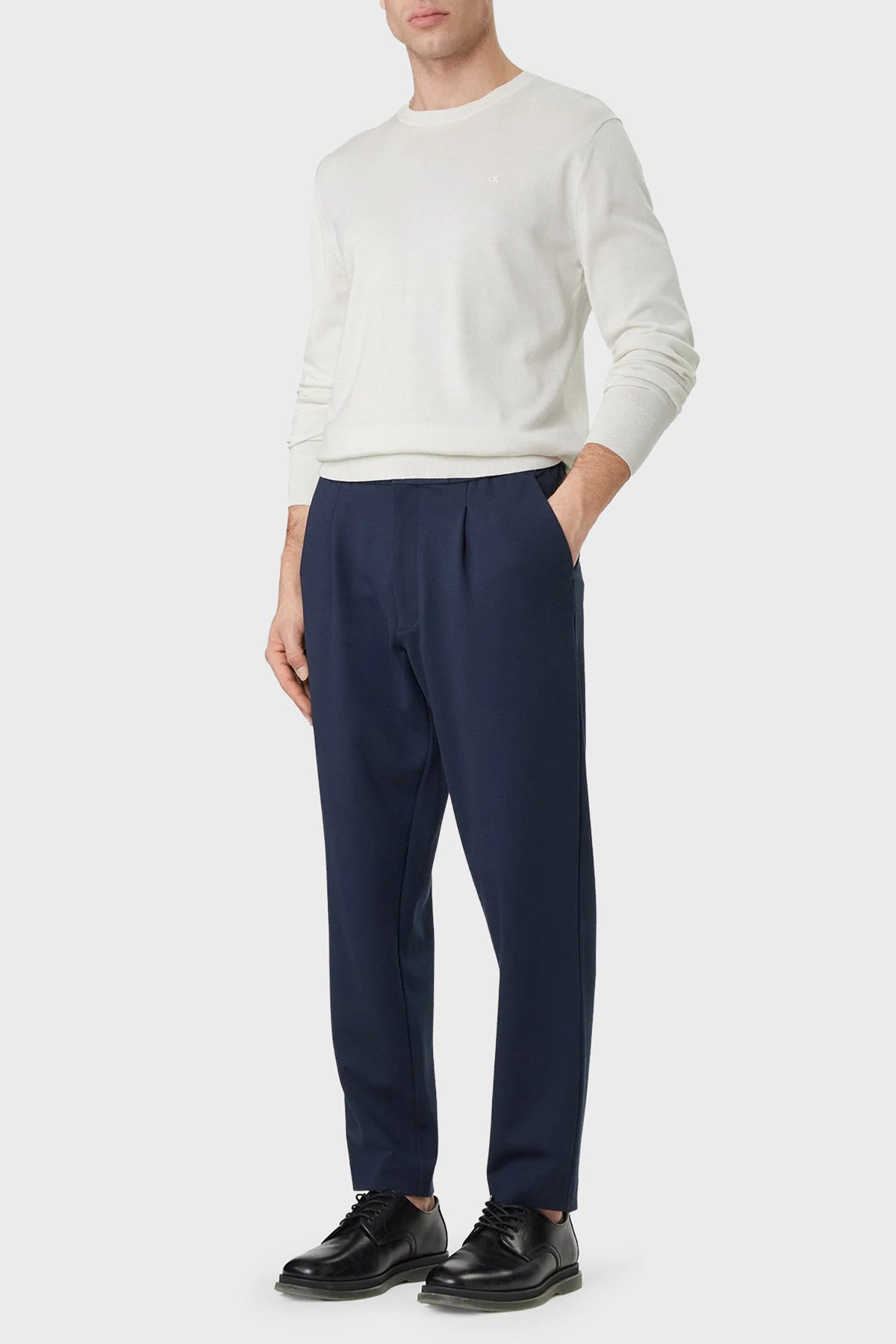 Calvin Klein-Tapered Tech Knit Pleated Pant