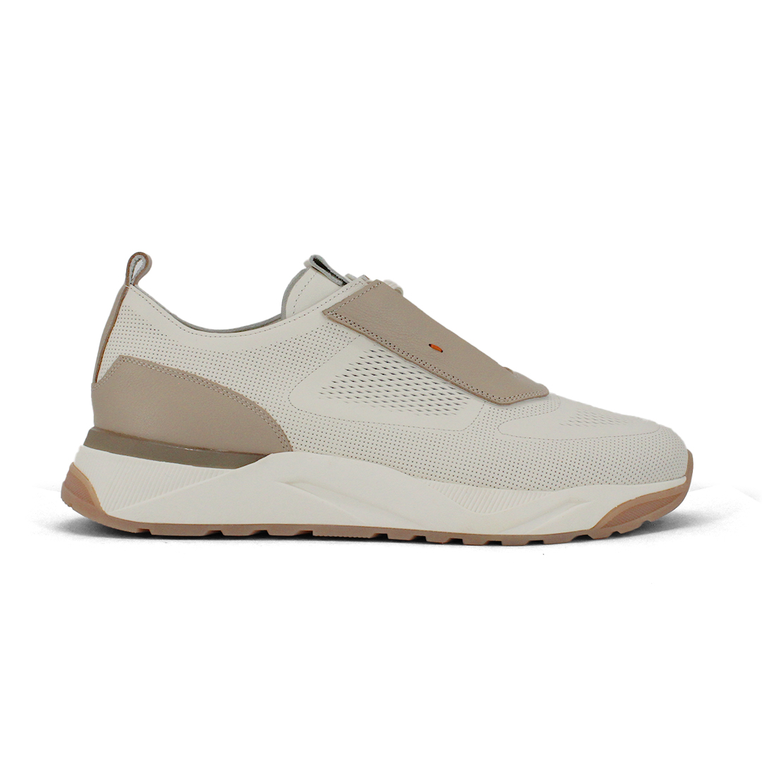 CEDRO-Men’s Lace up Casual Sneaker –White beige