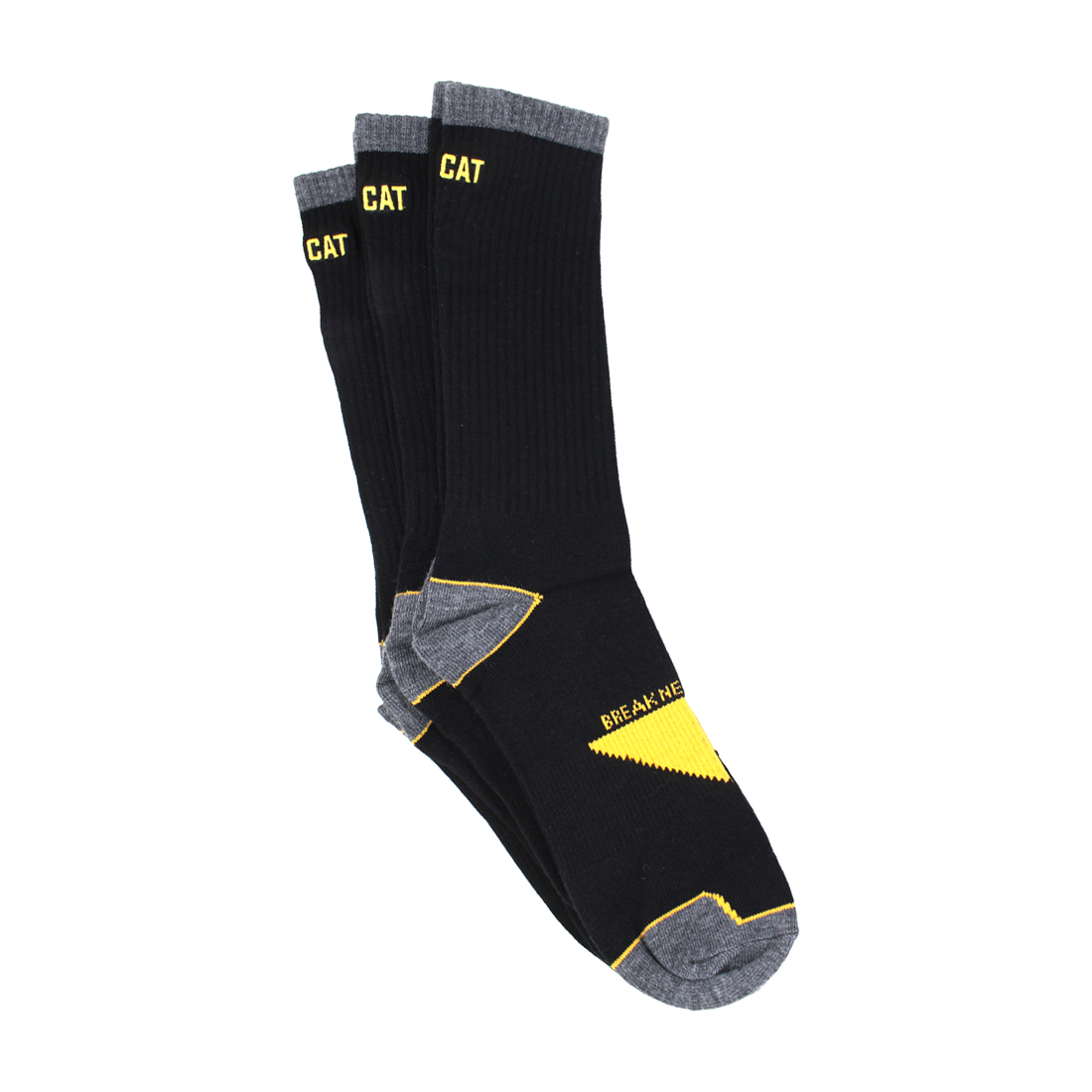 Cat- 3Pairs Foundation Coolmax Ankle Crew S Socks Pitch Black For Men