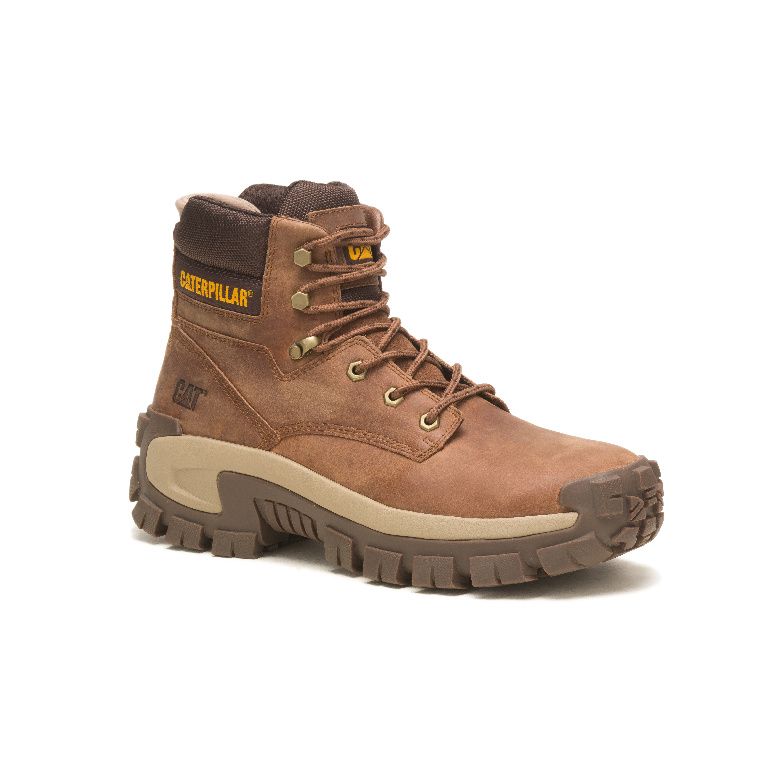 CAT- Invader Hi ST Mushroom Men’s Steel Toe Safety Work Boot – Full Grain Leather,Slip Resistant, Electrical Hazard