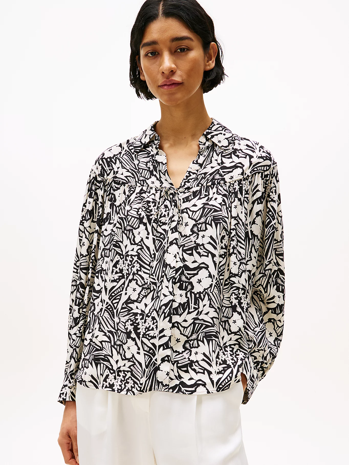 THF-VIS JACQUARD LS BLOUSE