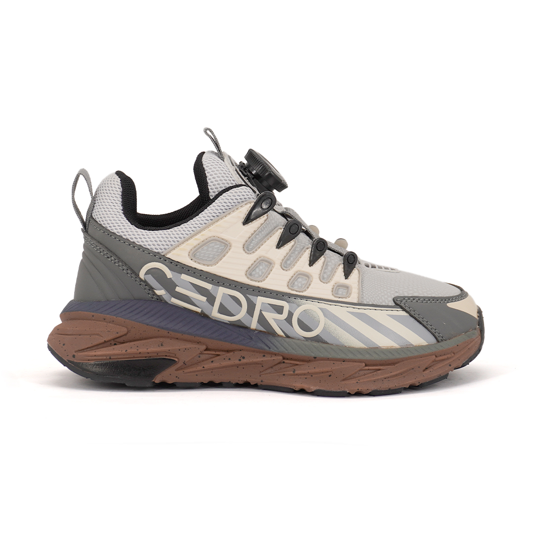 Cedro-Kid's Brown & Grey Dial-Fit Trail Sneaker