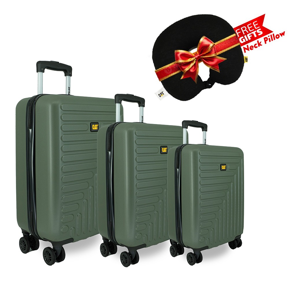 CAT BAGS-Rockford 3 pcs Trolley Set Premium Quality-OLIVE+ Free Gift ( Cat Neck Pillow)