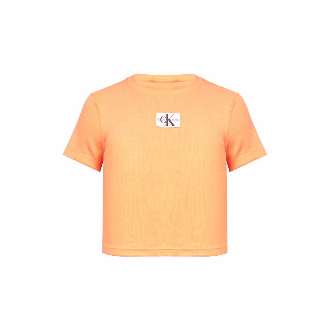 Calvin Klein logo ribbed cropped T-shirt
