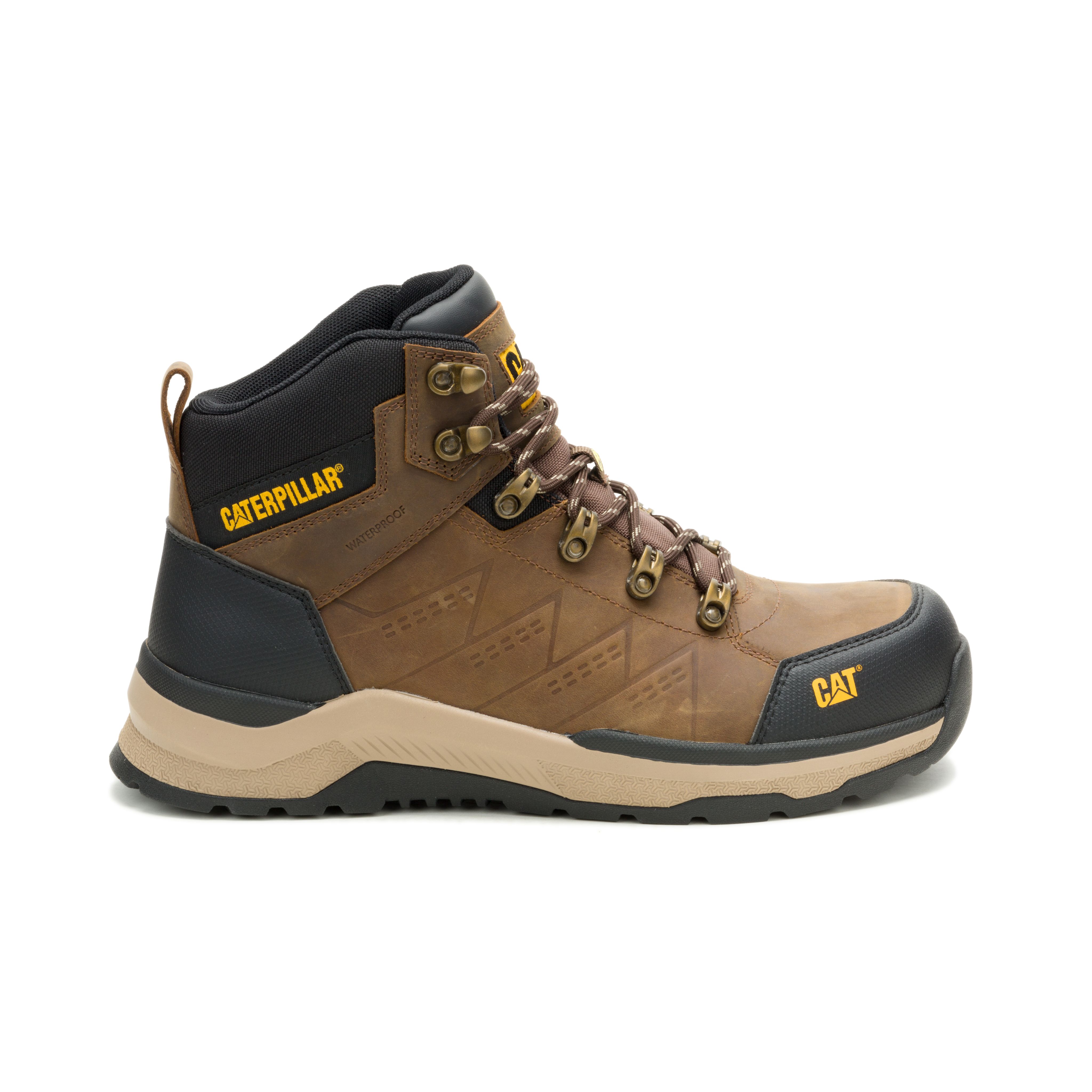 CAT Inductor LTH Mid S7S Safety Shoes for Men – Composite Toe, Waterproof, Slip Resistant, Brown