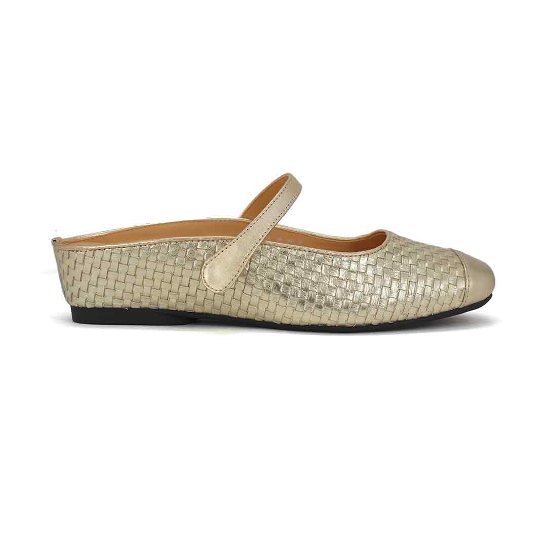 Hush Puppies-Metallic Woven Mary Jane Mules For Women