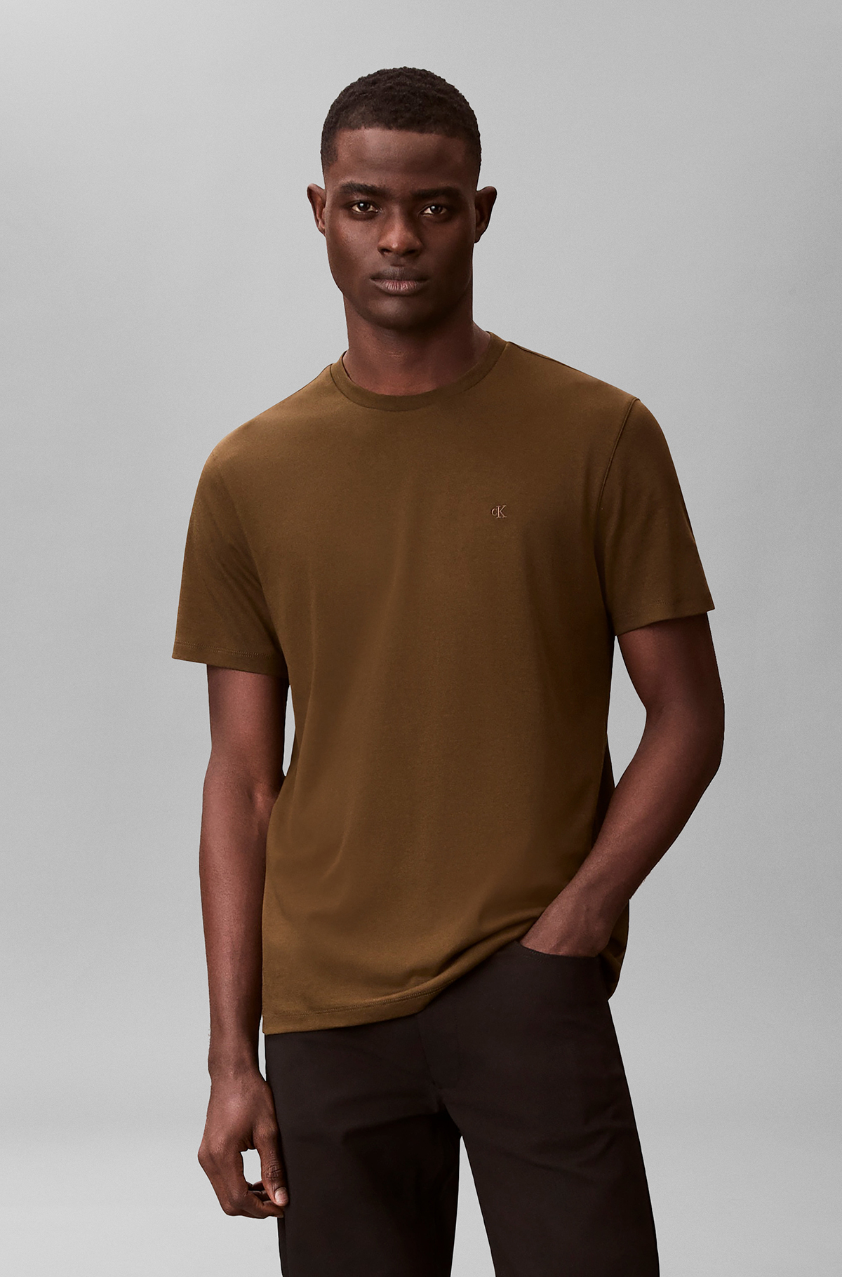 Calvin Klein-Ss Supima Chest Emb Cr