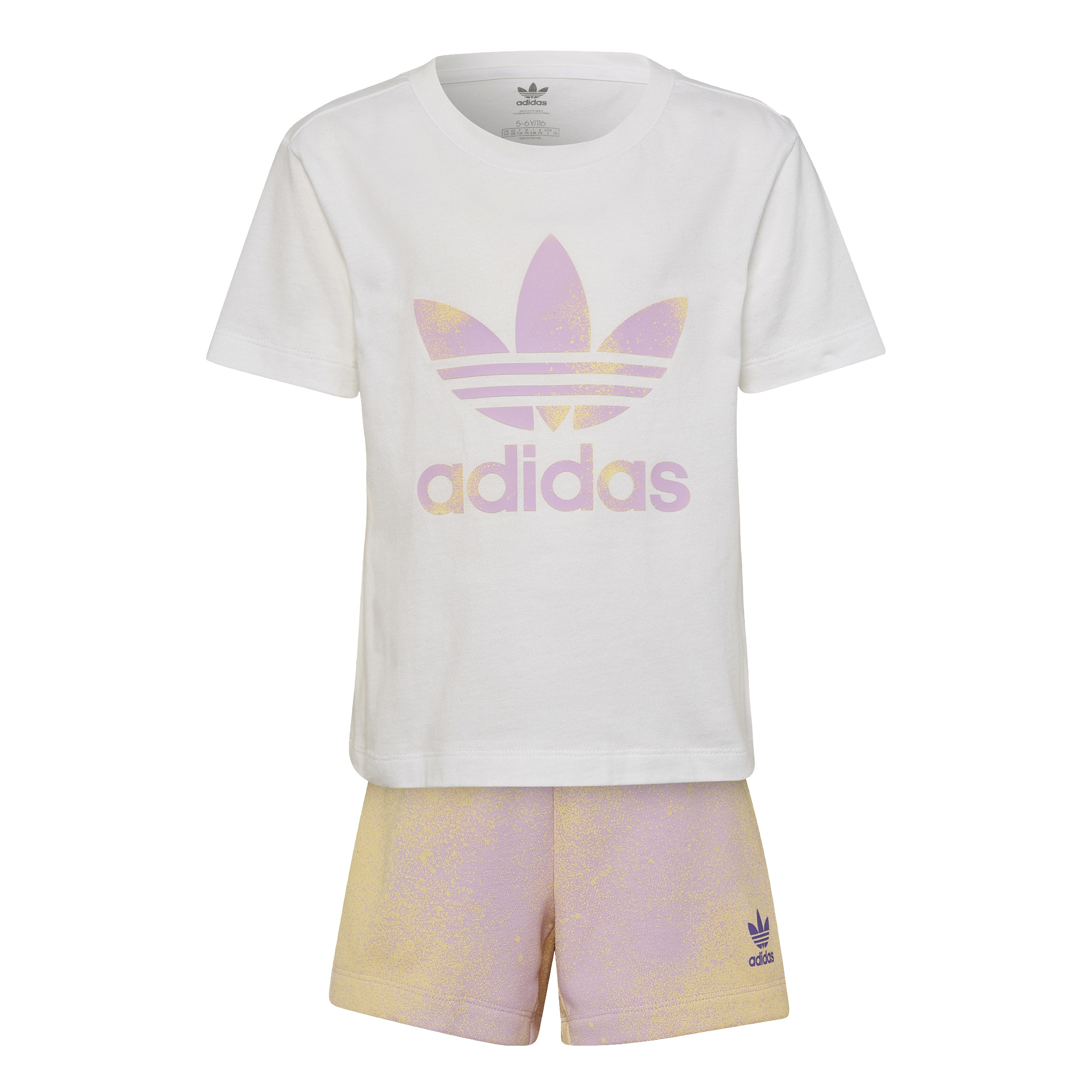 Adidas-Graphic Logo Printed T-Shirt and Shorts Set For Kids