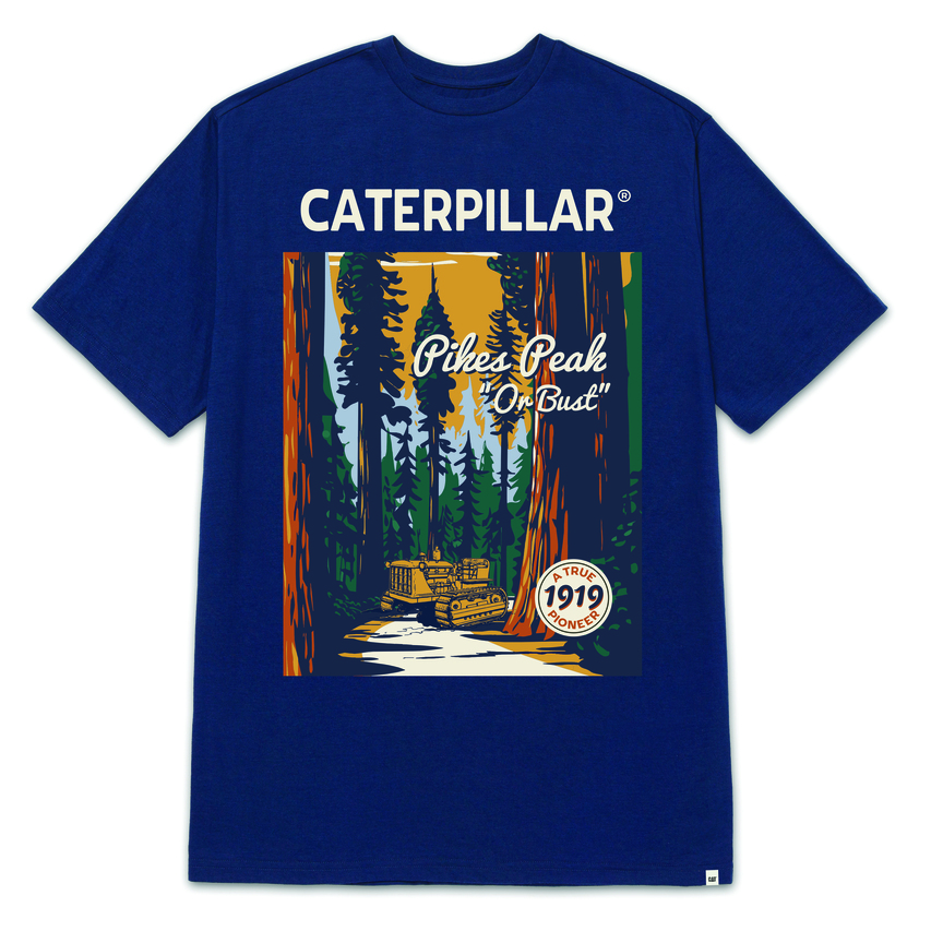 Caterpillar Men'S Projects Graphic Short Sleeve T-Shirt Blue Color