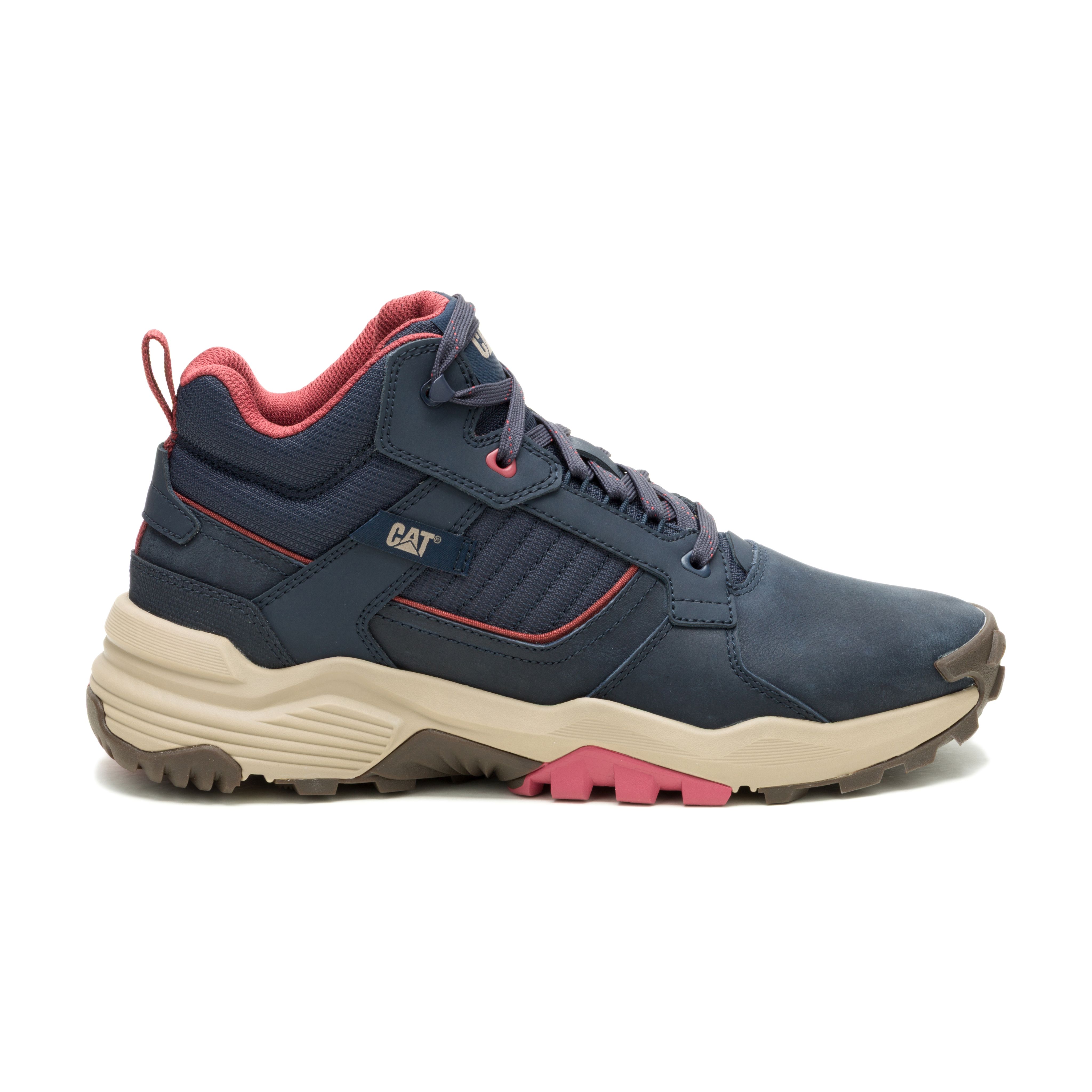 CAT-Grapple Leather Mid Men’s Casual Shoe – True Navy, Tumbled Nubuck & PU Suede, EVA Comfort, Rubber Outsole