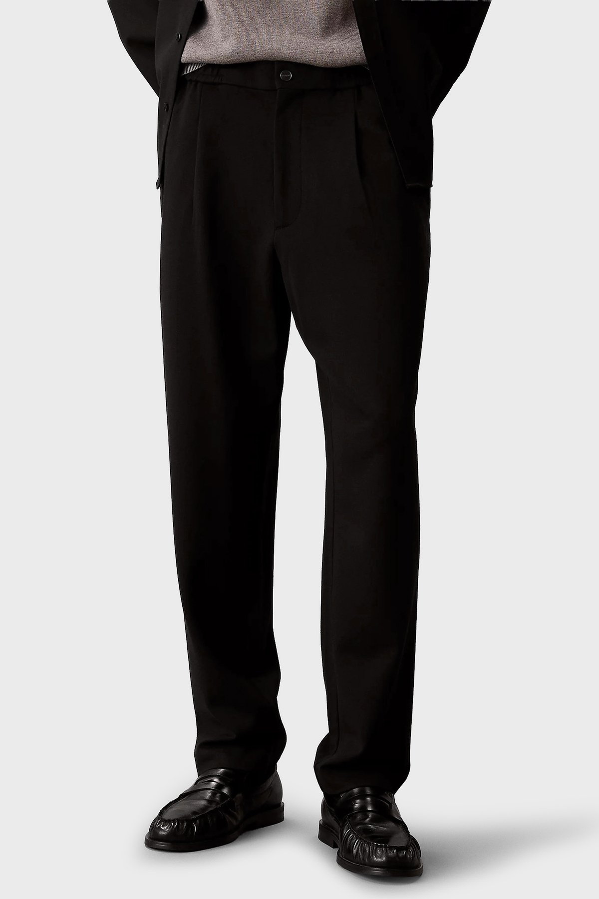 Calvin Klein-Tapered Tech Knit Pleated Pant