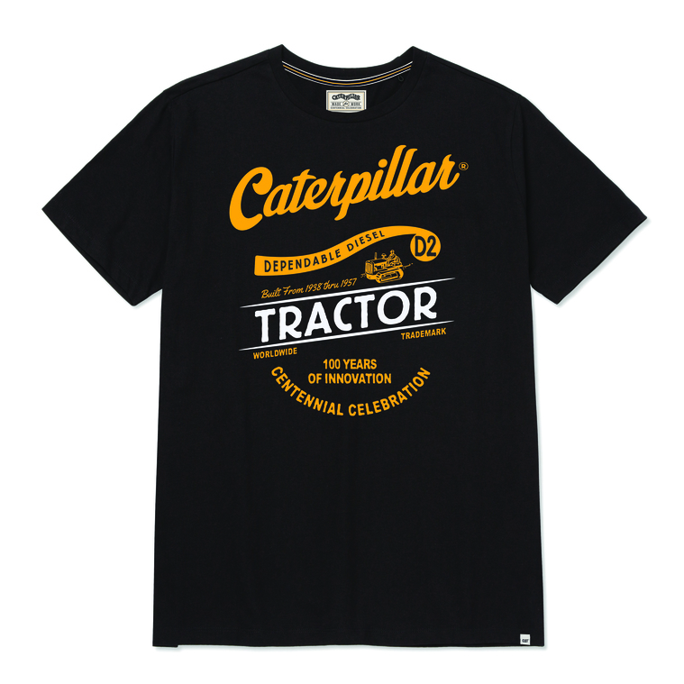 Caterpillar Men'S Centennial 100 Years Graphic  Short Sleeve T-Shirt Black Color
