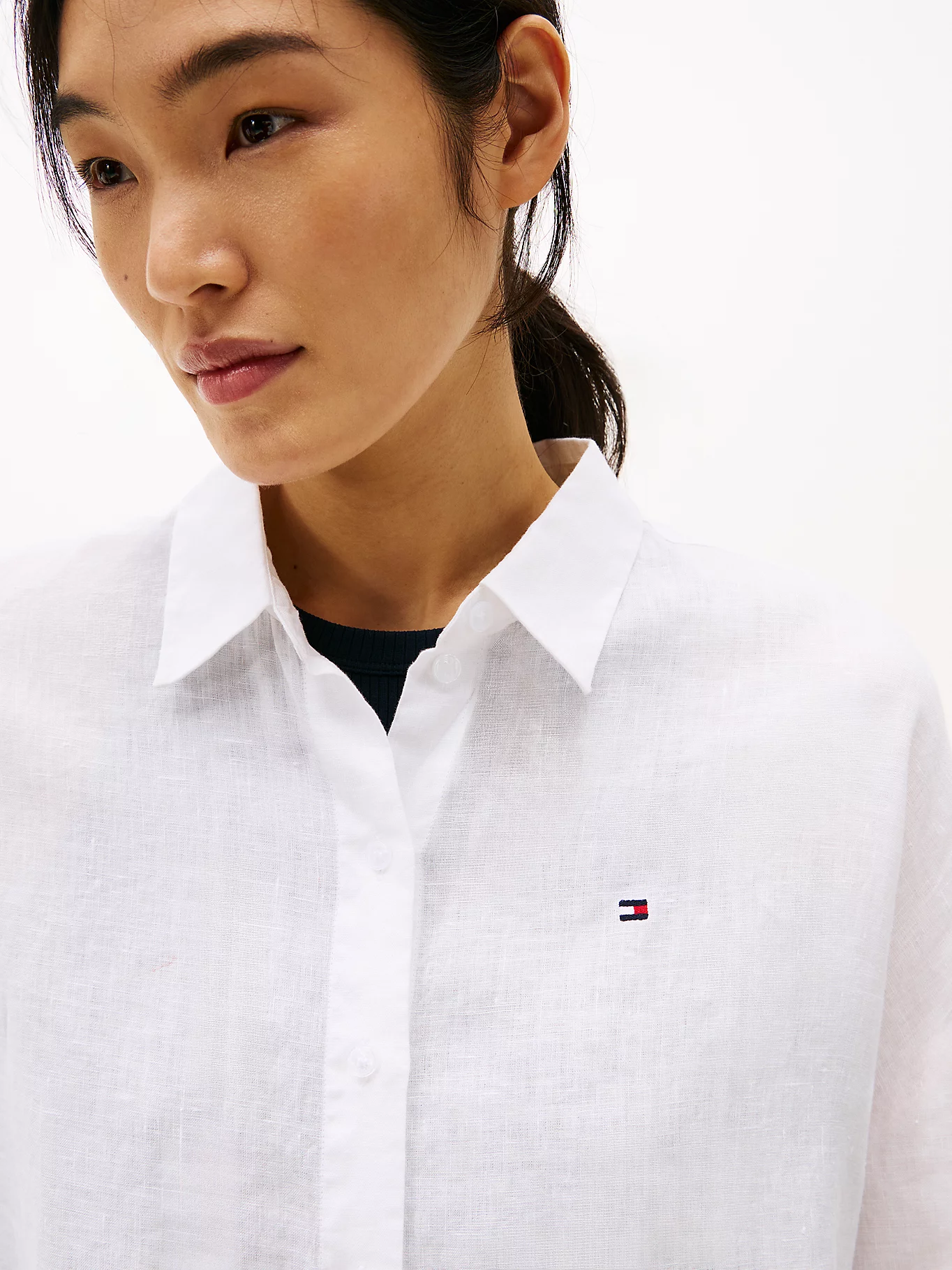 TOMMY HILFIGER-ESS LINEN LOOSE 3-4 SLEEVE SHIRT