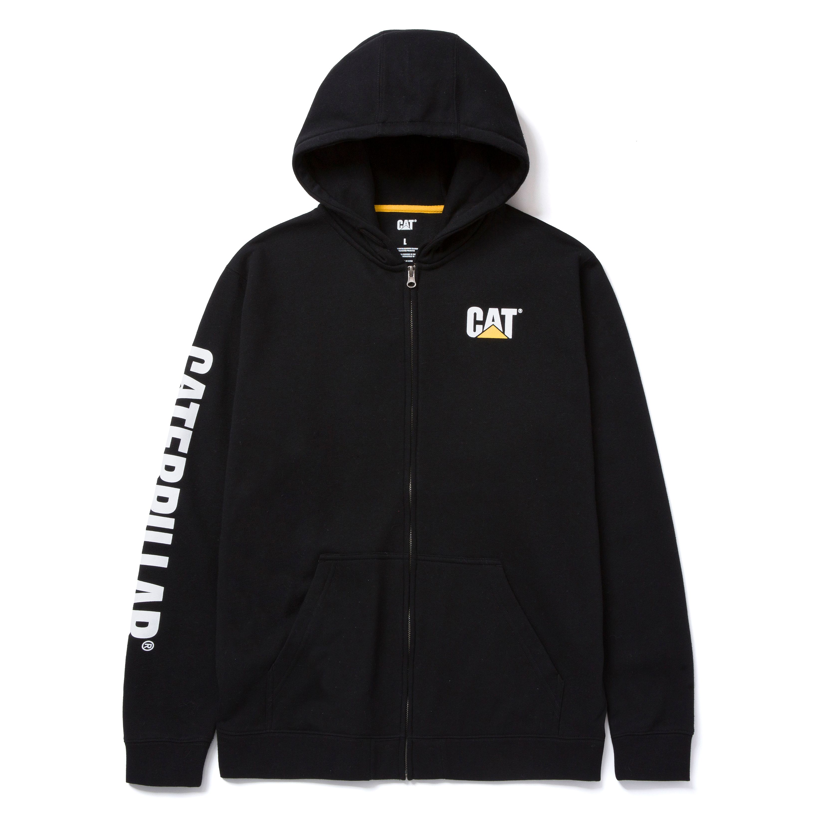 Cat-Midweight Banner Full Zip Hoodie Black For Men