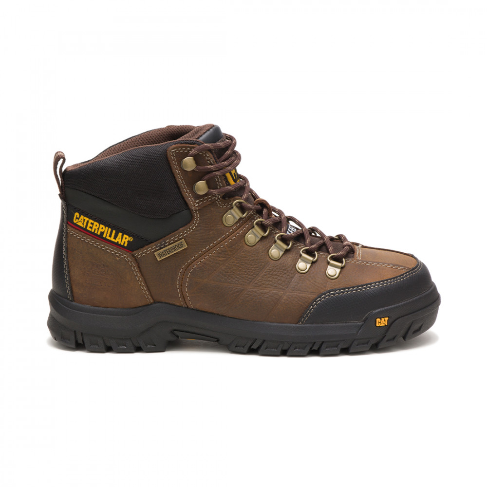 CAT-Threshold Waterproof Steel Toe Nubuck Brown  Safety Shoes for Men