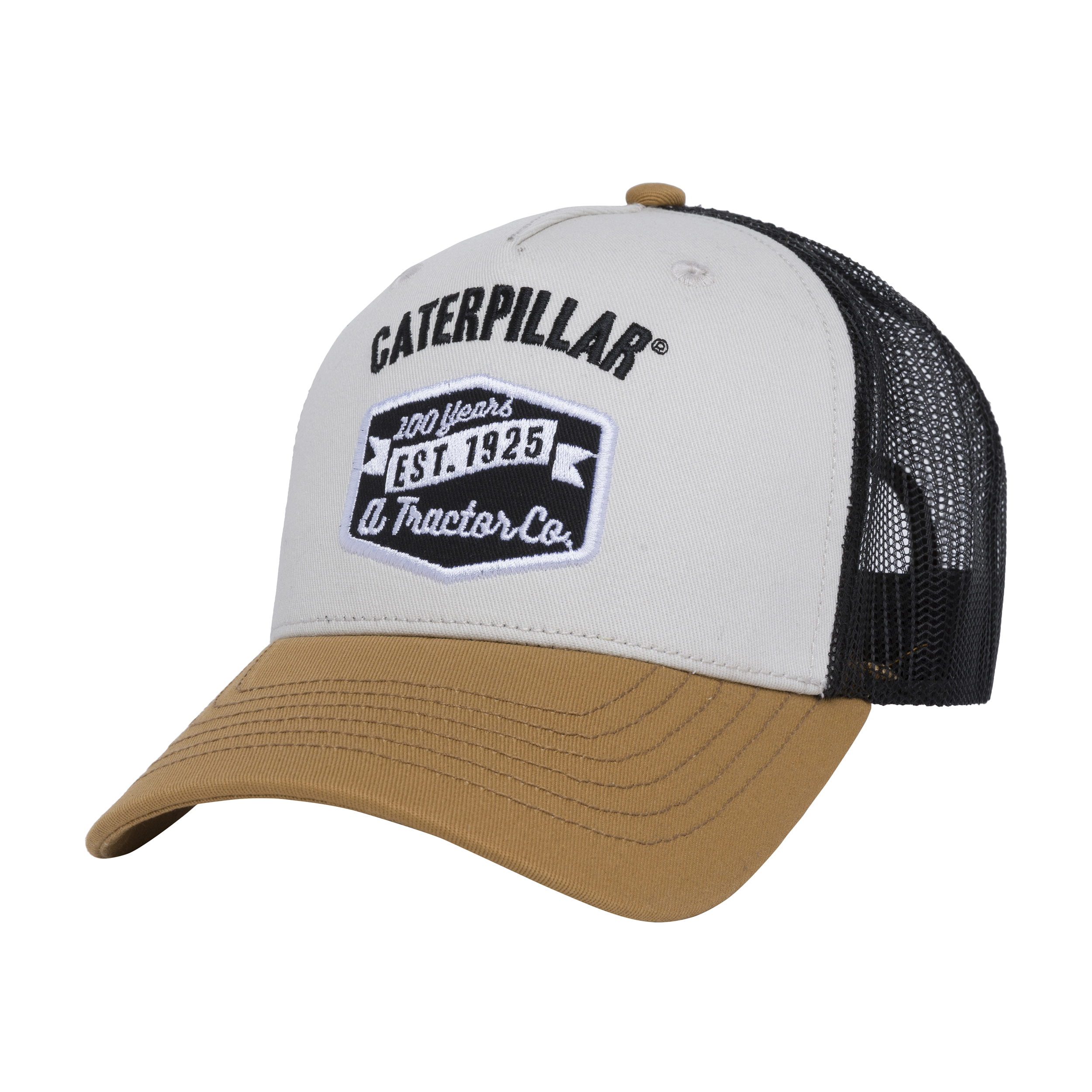 Caterpillar Men'S Tractor Co 5-Panel Trucker Cap Vanilla Color