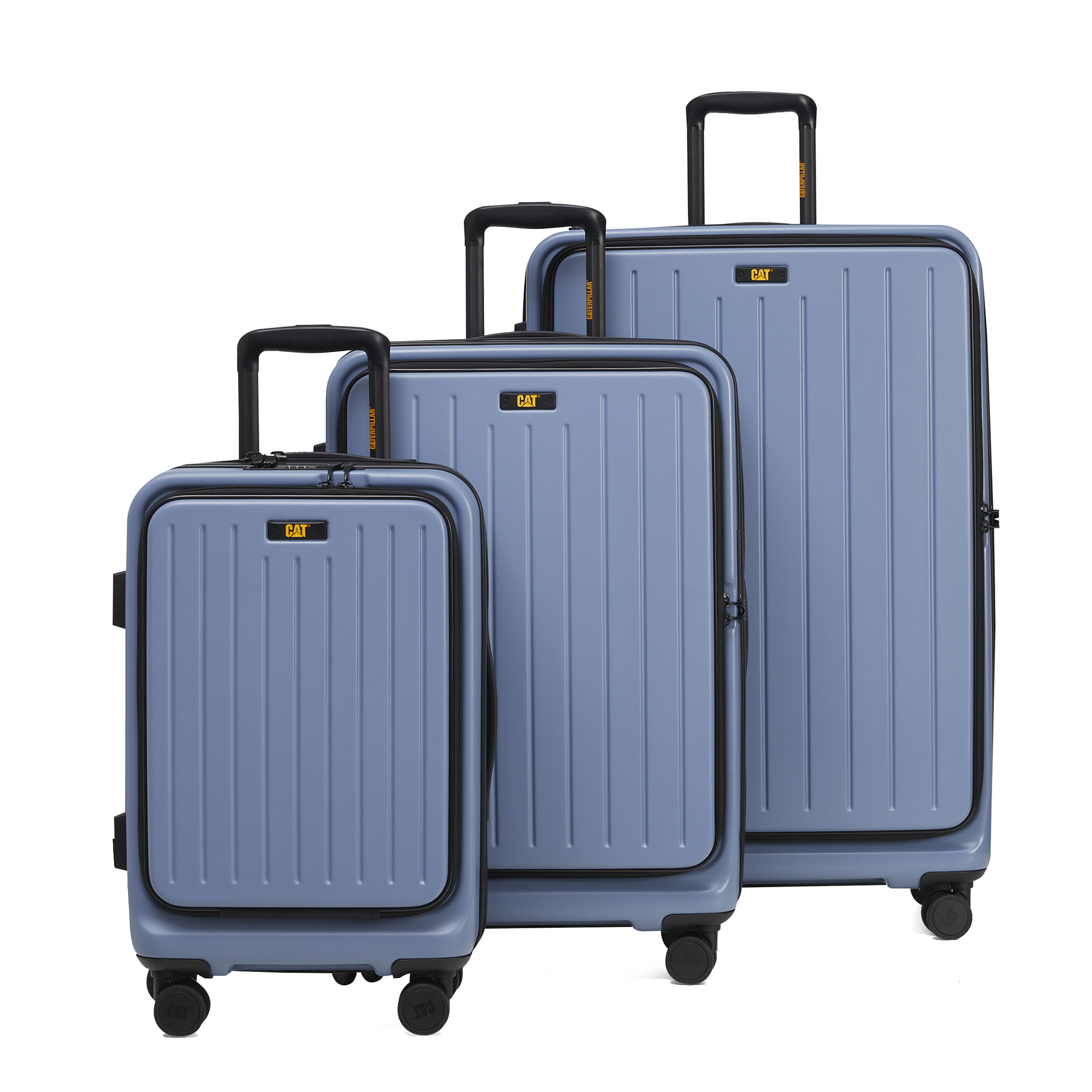 CAT- Nexus 3 pcs set, Stone Blue COLOR Front opening trolley, 100% Covestro Polycarbonate (PC)