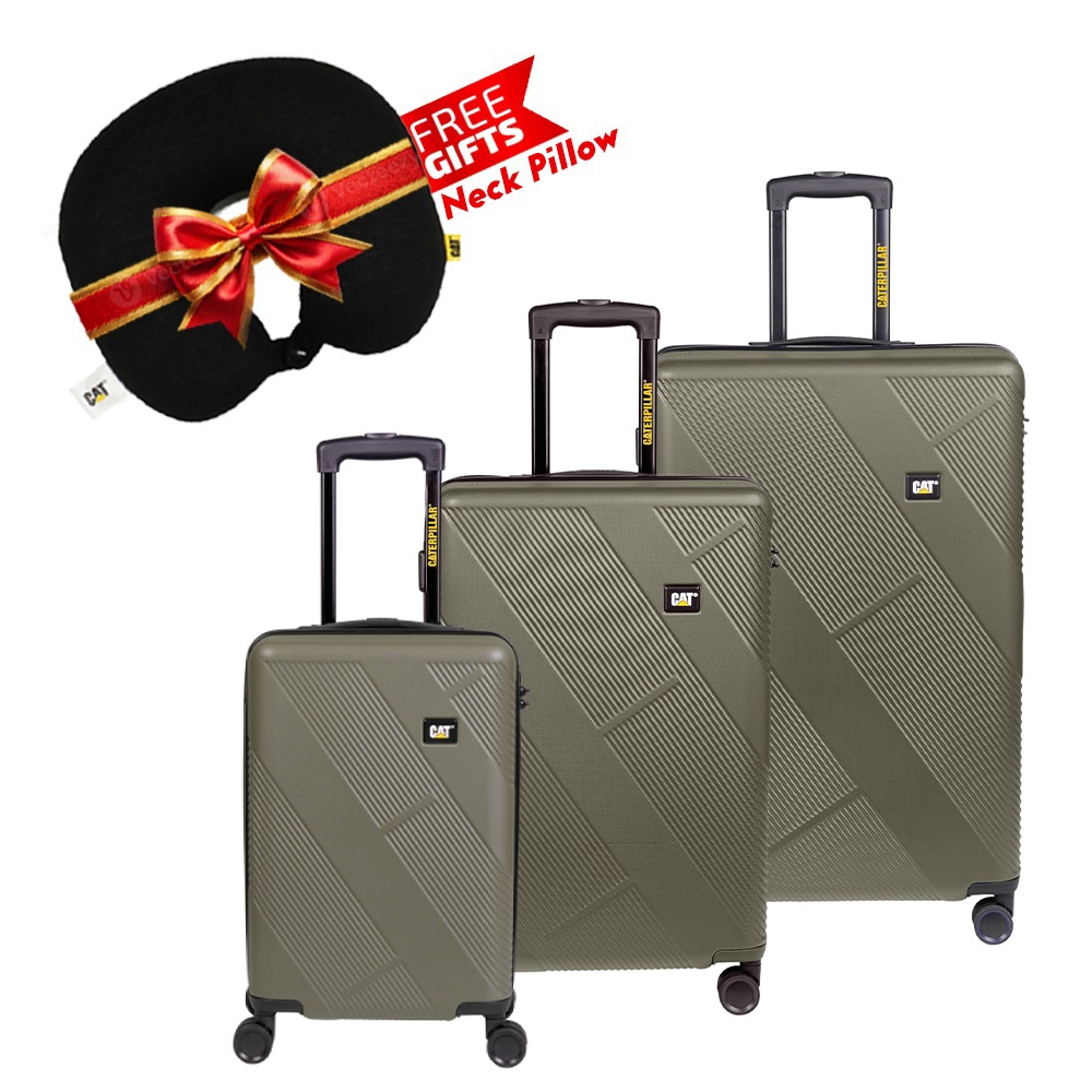 CAT BAGS-Peoria 3 pcs Trolley Set Premium Quality-OLIVE+ Free Gift ( Cat Neck Pillow)