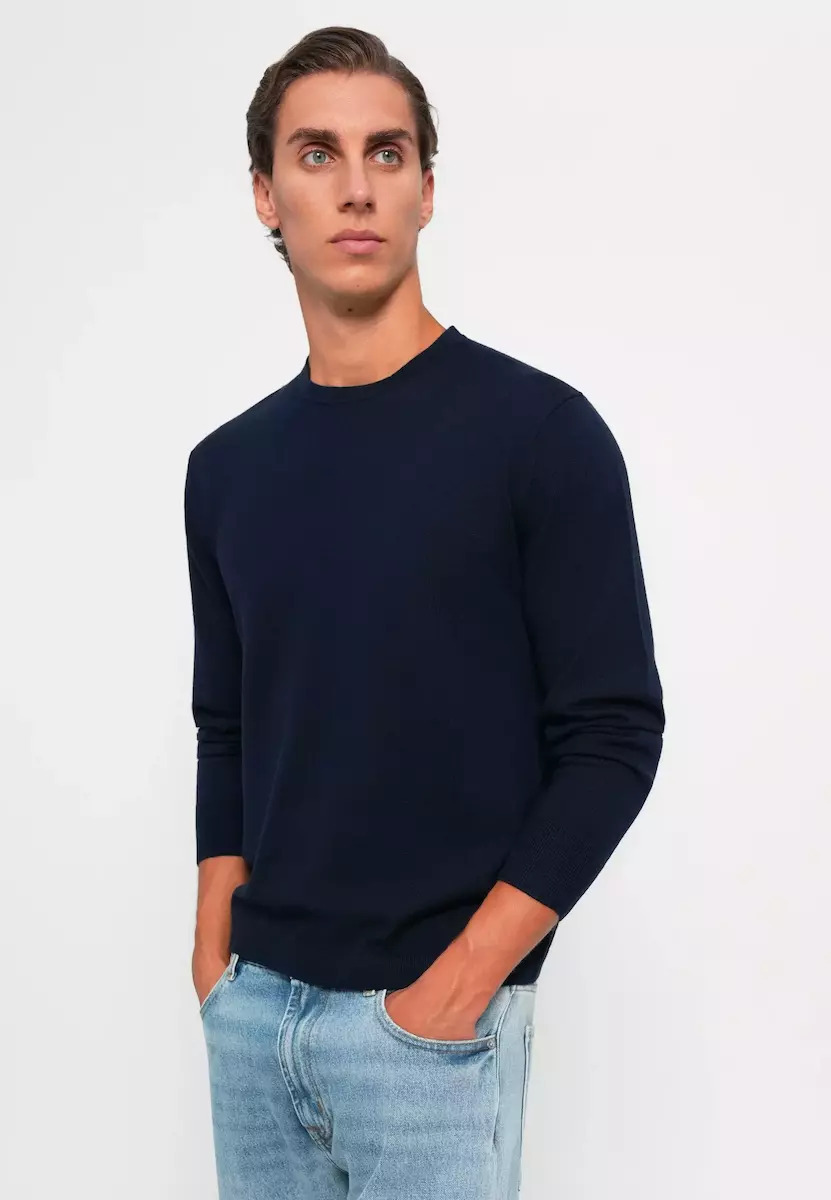 Calvin Klein-Long Sleeve 100% Merino Crew Sweater