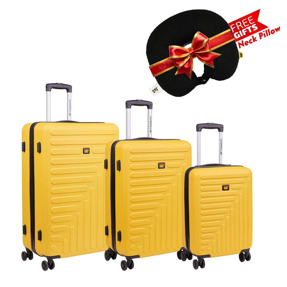 CAT BAGS-Rockford 3 pcs Trolley Set Premium Quality-C Yellow+ Free Gift ( Cat Neck Pillow)