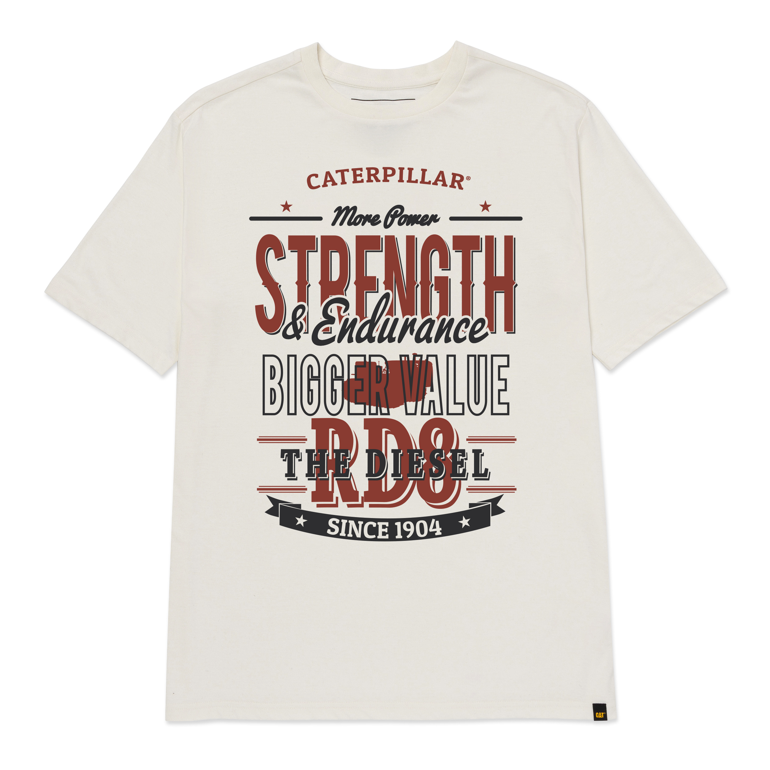 Caterpillar Men'S Historic Traditional Graphic  Short Sleeve T-Shirt Vamilla Color